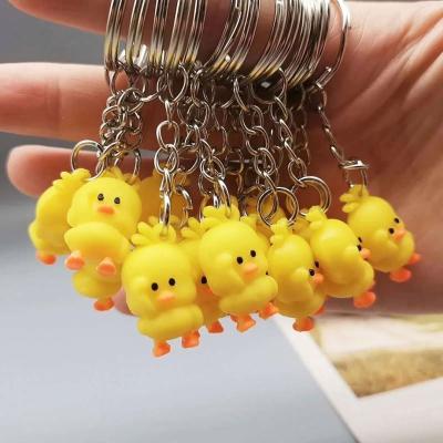 China Simulation Little Duck Keychain Cartoon Anime Cute Yellow mini 2.5cm Little Duck Keyring Pendant Jewelry for sale