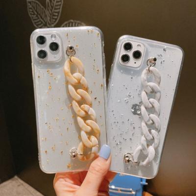 China Luxury Wholesale Shockproof Glitter Marble Strap Chain Strap Cases Cover For 11 12 pro XS XR 7 8 plus phone case custom for sale