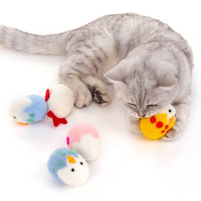 China Natural Viable Cat Toy Catnip Chicken Wool Ball Lighter Cat Felt Toy Cat Pet Set Gift Box for sale