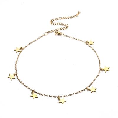 China Cute Hot Selling Trendy Summer Beach Foot Jewelry For Women Silver Gold Stainless Steel Girl Unfading Star Anklets With Charm for sale