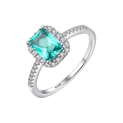 China Classic Surprise Trendy Price Design Engagement Jewelry 925 Sterling Silver Square Green Gemstone Wedding Rings For Women for sale