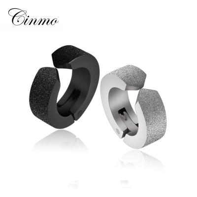 China Trendy Fashion Cinmo Ear Clip Hip Hop 316L Stainless Steel Shiny Frosted Luxury Earrings For Women Men Charm Accessories Gift for sale