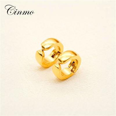 China TRENDY Cinmo Arc Edge Gold Clip On Circle Earrings For Women Mens Punk Style Stainless Steel Cute Earrings Wholesale Jewelry Gifts 'ear for sale