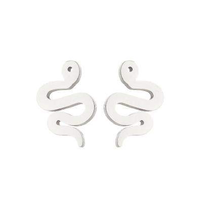 China TRENDY simple stainless steel snake earrings European and American stainless steel women's small reptile animal ear jewelry for sale