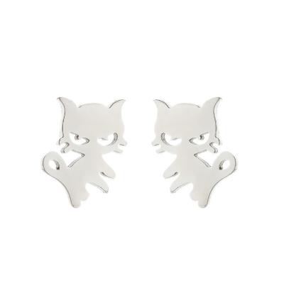 China FASHIONABLE Fresh Small Women's Small Animal Cat Earrings Shape Cute Stainless Steel Pet Cat Ear Jewelry Border for sale