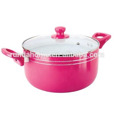 China Cookware Viable Non-Stick Pink Stock Pot for sale