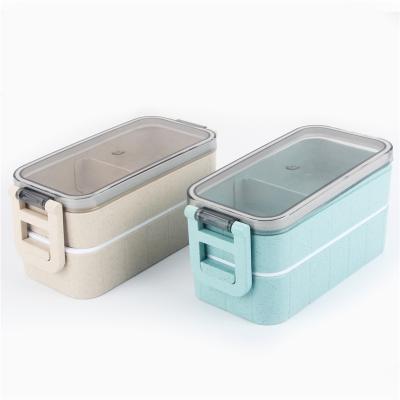 China Custom Eco Friendly New Products Eco Bento Dish Wheat Straw Plastic Bento Lunch Box Set for sale