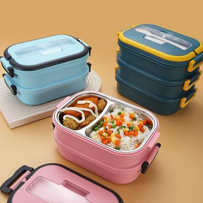 China New Heatable Leak Proof Stainless Steel Tiffin 3 Layer Bento Lunch Box Food Container For Office Work Adult for sale