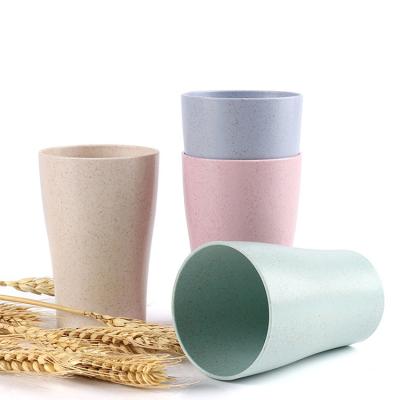 China Sustainable Eco - Friendly Plastic Cup Wheat Straw Travel Tumblers Mug Reusable Cups for sale