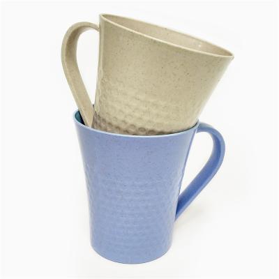 China Sustainable Reusable Natural Wheat Straw Biodegradable Tumbler Cup Handle Plastic Drinking Cup for sale