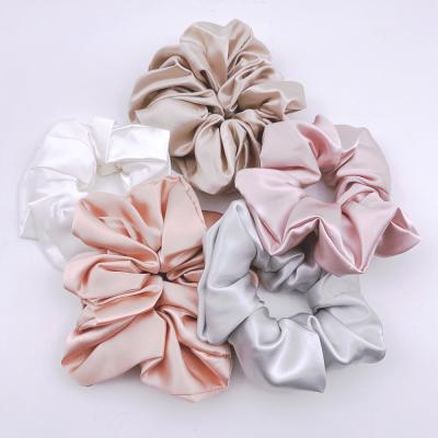 China Luxury Women Fashion Super Soft Soft Solid Color Accessory Custom Logo Silk Satin Hair Ties Scrunchies for sale