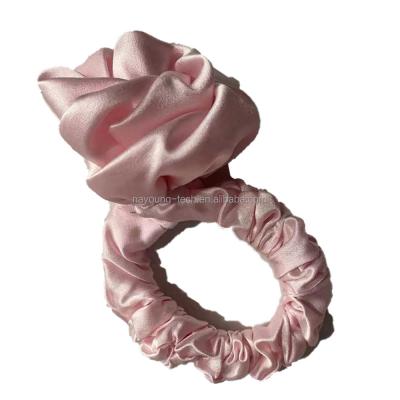 China 2021 fashion new design high quality luxury stretch silk rose hair accessories fashion hair ring for women for sale