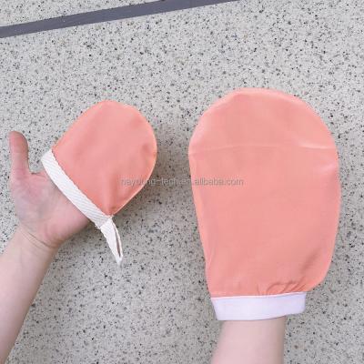 China EXFOLIATE Factory Direct Custom Silk Bath Gloves White Color Exfoliating Bath Srubber Magic Peeling Glove For Bath for sale