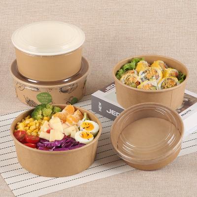 China Biodegradable Custom Rectangular Square Salad Food Paper Bowl With PP/PET/paper Cover for sale