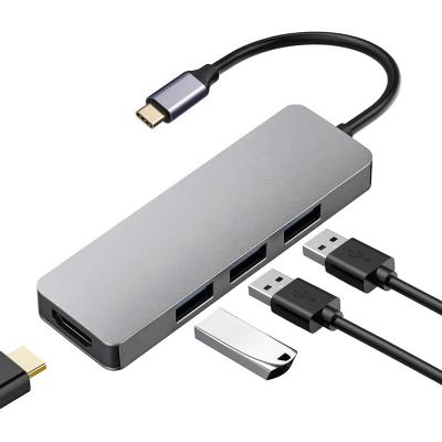 China 4 in 1 USB C Multiport Hub Gray Type c Hub Docking Station 4 in 1 to HDMI TF SD Card Reader Hub 4 Ports Multi-port Usb C Hub USB-C for sale