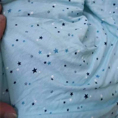 China Shrink-Resistant Blue Color Printed Knitted Plain 100% Cotton Jersey Fabric for sale