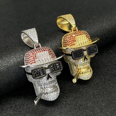 China High Quallity Wholesale Moissanite Jewelry Hiphop Skull Pendant Gold Plated Men Necklace Pendant for sale