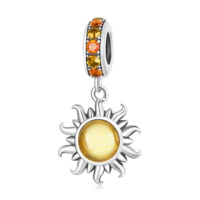 China High Quallity Fine Jewelry 925 Sterling Silver Sun DIY Beads Bright CZ Sun Pendant For Bracelet Bangle for sale