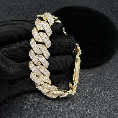 China High Quallity Fine jewelry Sterling Silver 925 Bangles Hiphop Moissanite Tennis Chain Thick Bracelets for sale