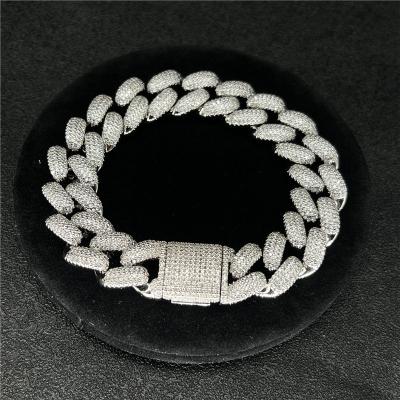 China High Quallity Hip Hop 925 Sterling Silver Cuban Link Chain 18K Gold Plated Men Cuban Chains Moissanite Bracelet for sale