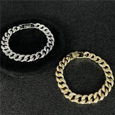 China High Quallity Custom Hiphop Style Cuban Chain S925 Silver Full Iced out Moissanite Bracelet for sale