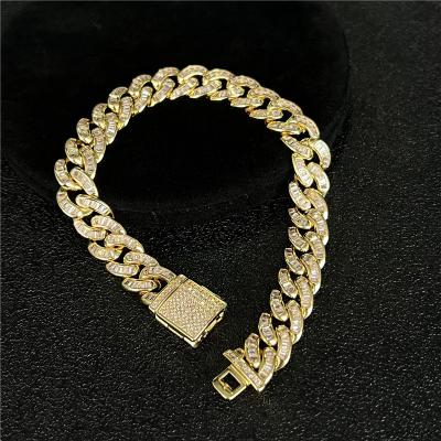 China High Quallity Custom Gold Plated Bracelet Chain Cuban Link Moissanite Bracelet For Hip Hop for sale