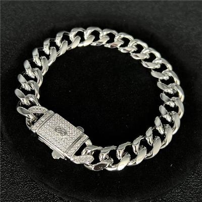 China High Quallity Fine jewelry high polish cuban link style bling moissanite men bracelets bangles for sale