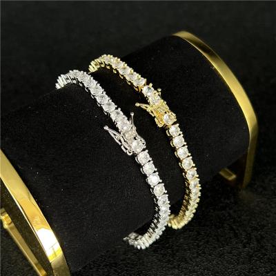 China High Quallity Hot Selling Tennis Chains Necklace Choker Jewelry Iced Out Diamond Necklace 18k Gold Plated Bracelet for sale