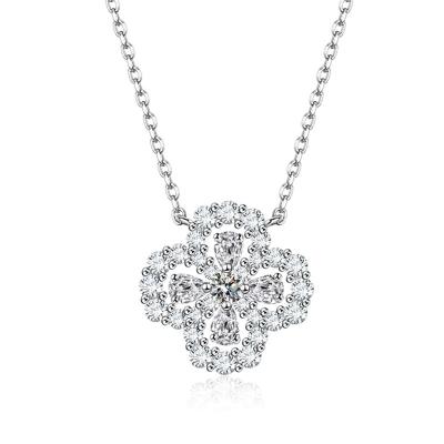 China High Quallity High Quality Luxury Clover High Carbon 925 Sterling Silver Zirconia Necklace For Women for sale