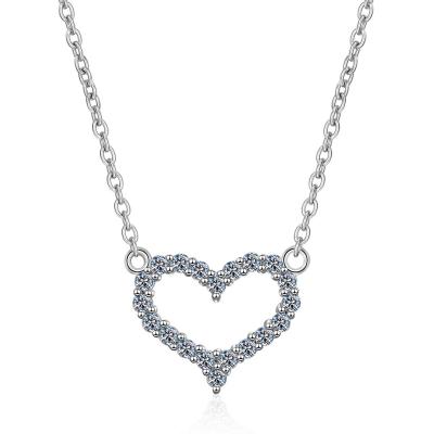 China High Quallity Romantic Style Heart Shaped Pendant Necklace Moissanite 925 Sterling Silver Necklace For Women for sale