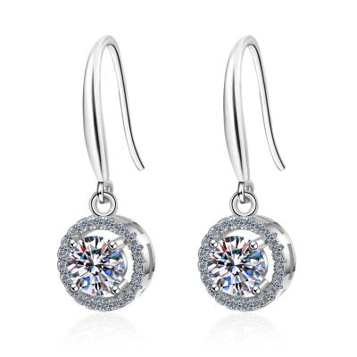 China High Quallity Hot Style Earrings Round Edge 925 Sterling Silver Moissanite Pendant Earring for sale