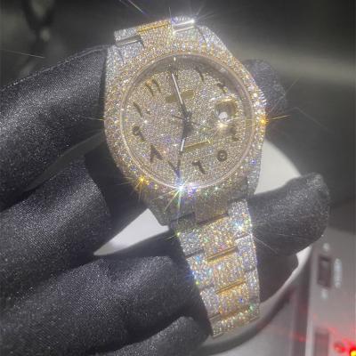 China Auto Date Luxury brand mechanical watch custom made vvs men iced out moissanite watch for sale