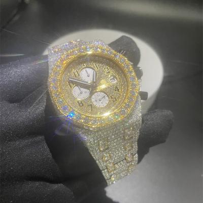 China Auto Date Custom Design Handmade Luxury Ice Out Diamond VVS Moissanite Mechanical Watch for sale