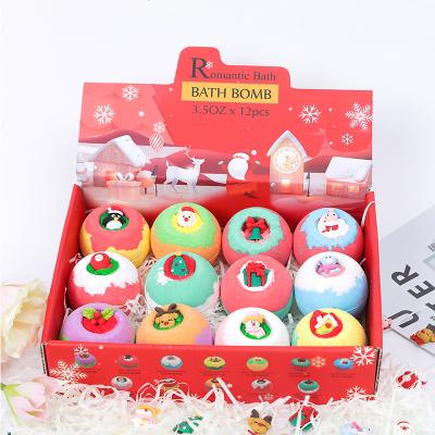 China Exfoliate Wholesale Private Label Organic Natural Kids Bath Bombs Christmas Gift Set Bath Bomb With Toy Inside for sale