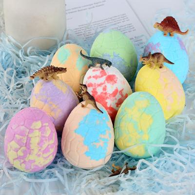 China Exfoliate Yourself Wholesale Private Label Christmas Gift Set Dinosaur Egg Shape Bath Bombs With Toy Inside for sale