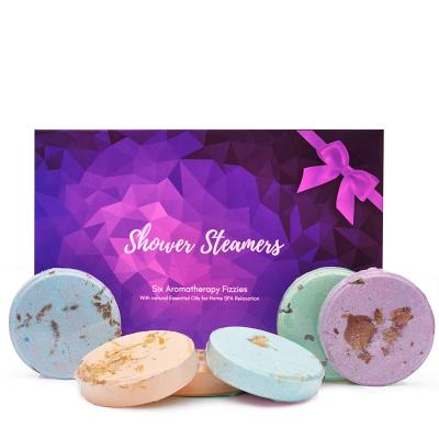 China Relaxing Natural Organic Vapors Private Label Aromatherapy Shower Tablets - 6pcs Shower Bombs Variety Set with Essential Oils for sale