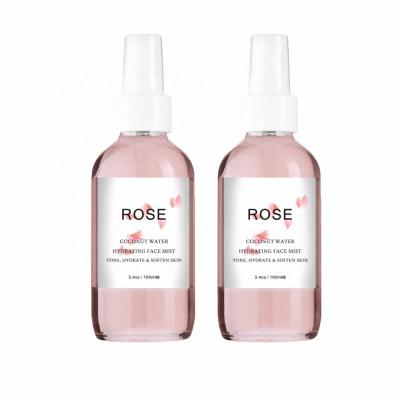 China Custom Your Logo High Quality Natural Pure Hydrosol Rose Water Toner For Face Whitening for sale