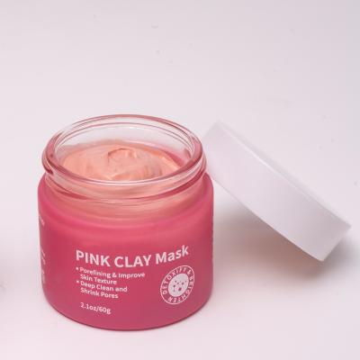 China Private Label 100% Herbal Natural Organic Rose Pink Clay Mud Facial Moisturizer Mask for sale