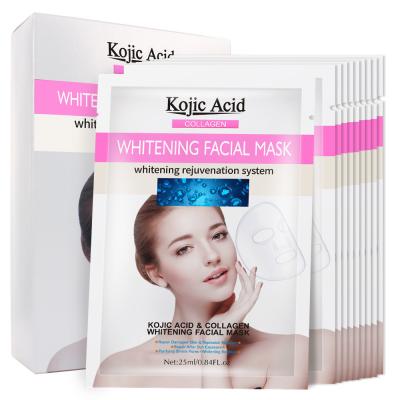 China Wholesale Natural Moisturizing Cream Face Whitening Collagen Kojic Acid Sheet Brightening Facial Mask for sale