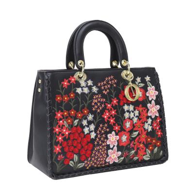 China Customized 2021 Fashion Attractive Logo Ladies Shoulder Lady Bags For Working Office Flower Embroidery Handbags Good Quality for sale