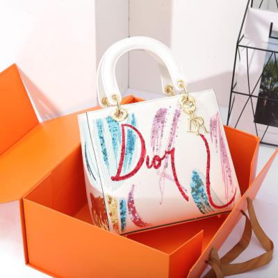 China Fashion 2021 cute handbags top sell ladies designer bags for high quality female sequined 25 cm women embroidery bags factory supply for sale