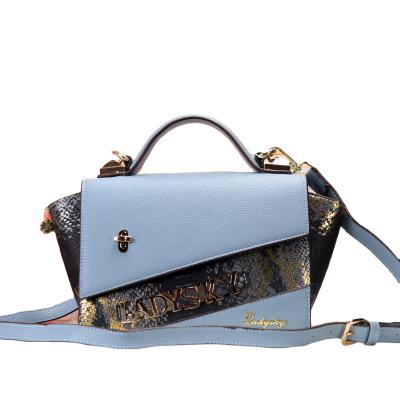 China Ladysky metal eye-catching unique design luxury women PU for bags ladies handbags split joint bags new 2021 high quality ladies for sale