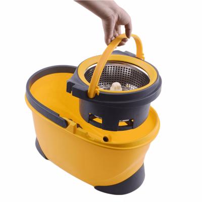 China Sustainable Household Floor Cleaning 360 Spin Mop And Bucket Set With Small Wheels, Spin Mop Bucket Floor Cleaning System for sale