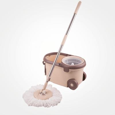 China Durable Household Floor Cleaning Items Plastic Broom Bucket with Wheels and Wringer Set, Spinning Broom with Large Wheels and Stainless Steel Wringer for sale