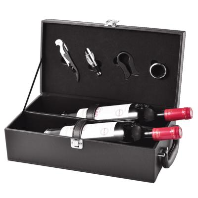 China ABS& stainless steel PU case for 2bottle with 4pcs wine accessories gift set for sale