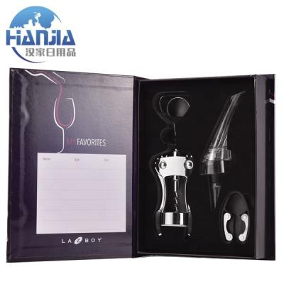 China New Design Viable Wine Book Shape Zinc Alloy Wing Corkscrew Opener Gift Set for sale