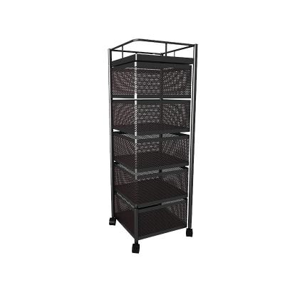 China New Design Storage Rack High Grade Sustainable On Wheel 5.4Kg Black Kitchen Storage Racks for sale