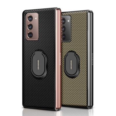 China Anti-fall For Samsung Galaxy Z Fold2 Case ZFold2 Carbon Case Ultrathin Textured Fiber Bracket Shockproof Cover for sale