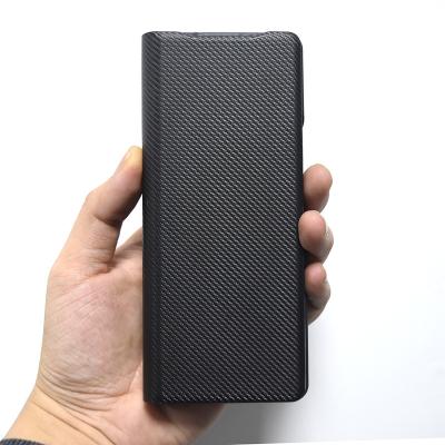 China Business Fashion For Samsung Galaxy Z Fold 2 Flip Cover Ultrathin Carbon Fiber Leather Case Z Fold 2 Shockproof Case for sale