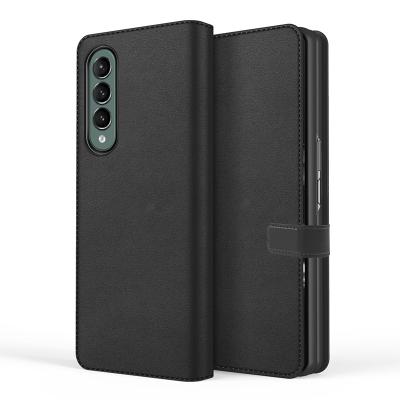 China Shockproof For Samsung Galaxy Z Fold 3 Phone Case Luxury PU Leather Magnetic Wallet Folding Back Cover 5G Flip Cover For Samsung Fold 3 for sale